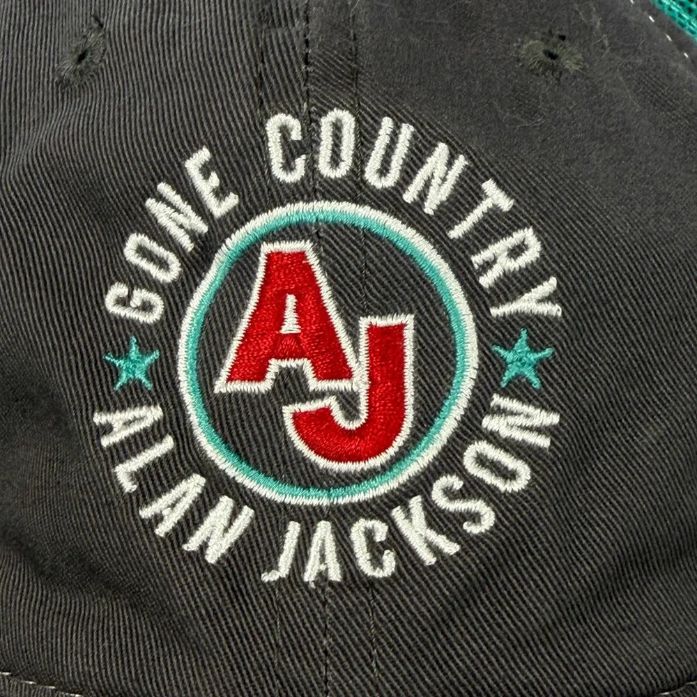 Alan Jackson Signed Gone Country Trucker Hat Grey Teal Outdoor Cap Tour Hat - Picture 3 of 9